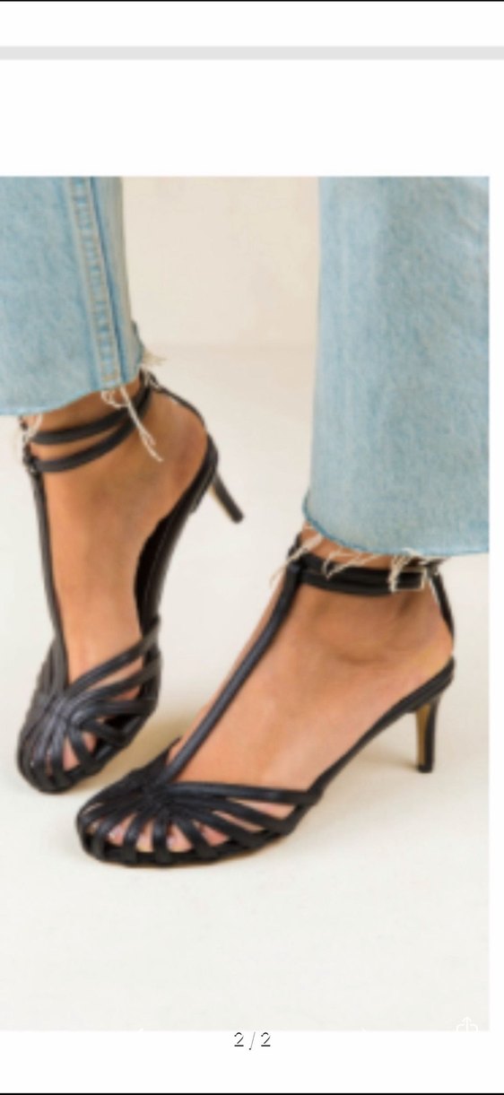 Siyah Denim Tokalı Stiletto Kadın Abiye Ayakkabı - Görsel 2