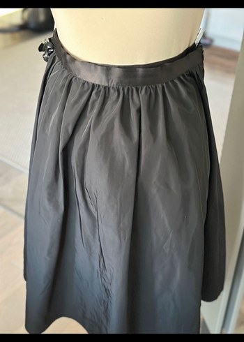 Siyah Midi Kemerli Kadın Etek - Görsel 2