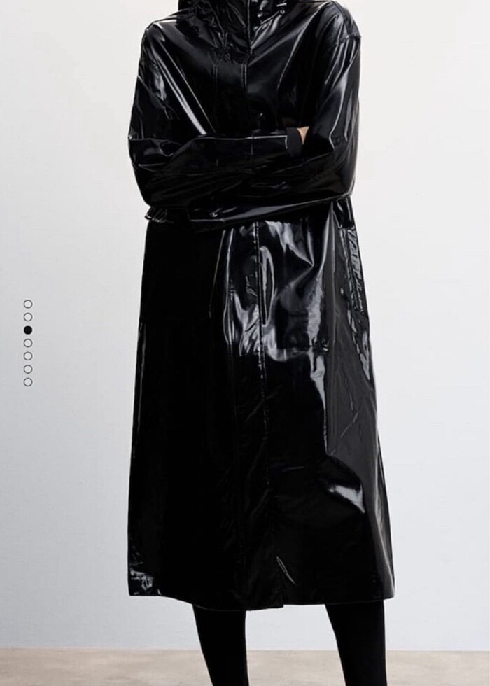 Mango sıfır vinil uzun mont - Görsel 3