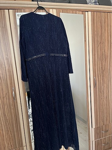 Lacivert Taşlı Tesettür Abiye - Görsel 5