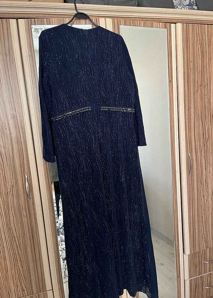 Lacivert Taşlı Tesettür Abiye - Görsel 5