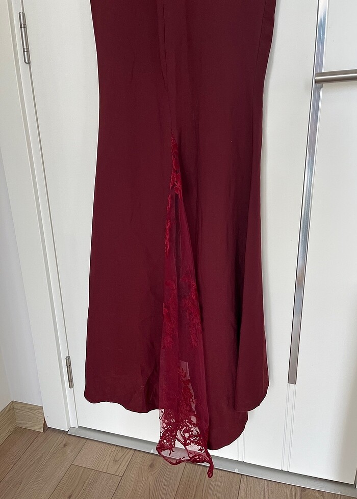 Bordo Gece Elbisesi - Görsel 4
