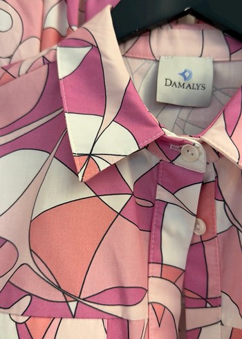 Pembe Desenli Uzun Kollu Kadın Gömlek etek takım - Görsel 2