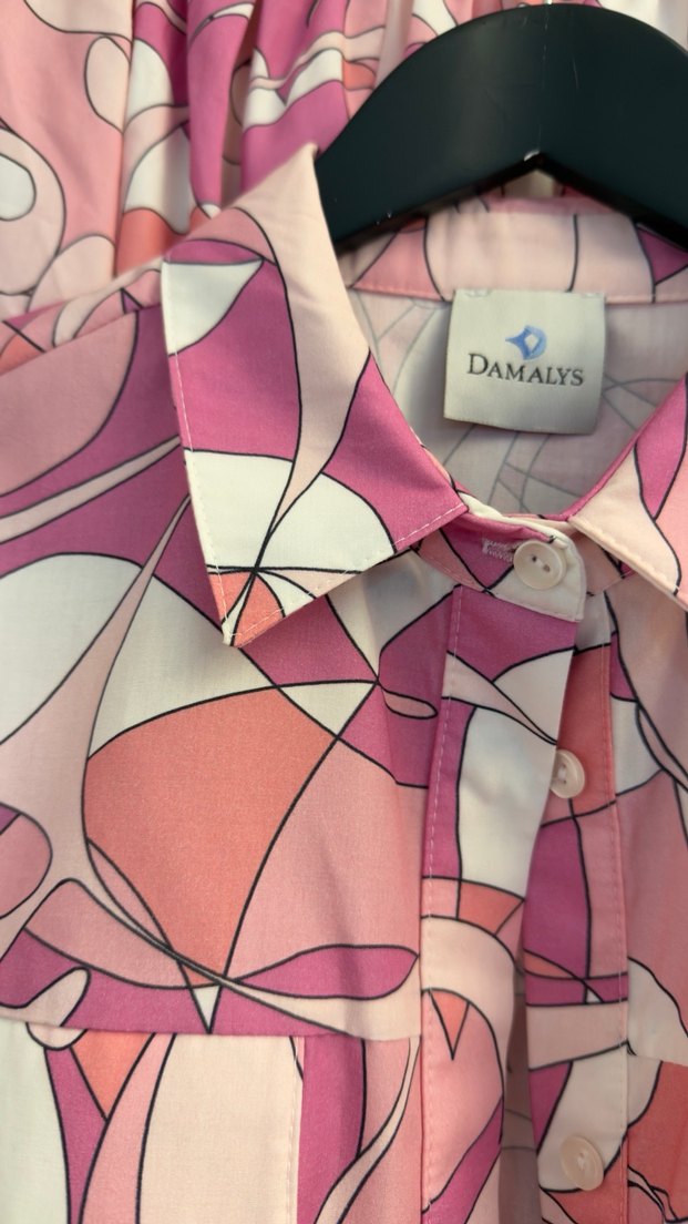 Pembe Desenli Uzun Kollu Kadın Gömlek etek takım - Görsel 2