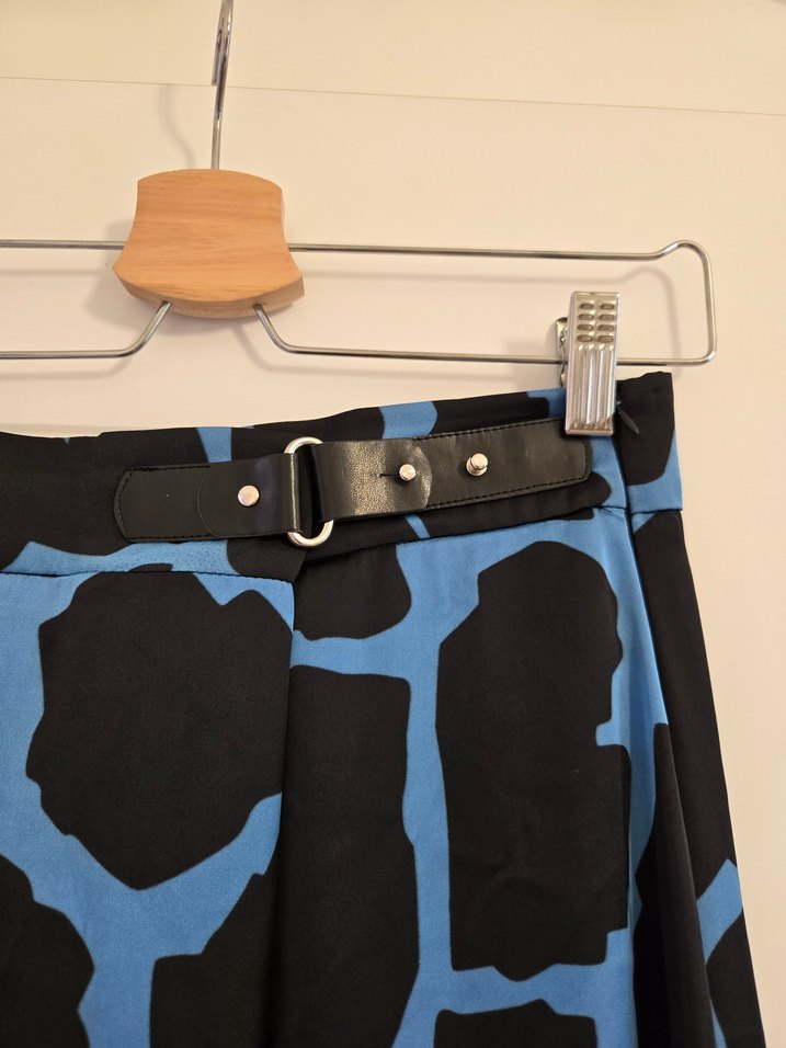 Kadın Mavi Bağlama Desenli Uzun Etek - Görsel 2