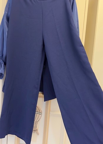 Mavi Çiçek Detaylı Uzun Kadın Takım - Görsel 7