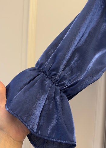 Mavi Çiçek Detaylı Uzun Kadın Takım - Görsel 6