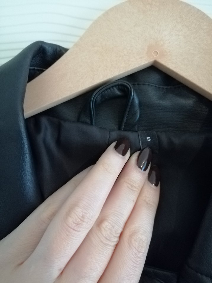 Düğmeli Siyah suni Deri Kadın Ceket - Görsel 2