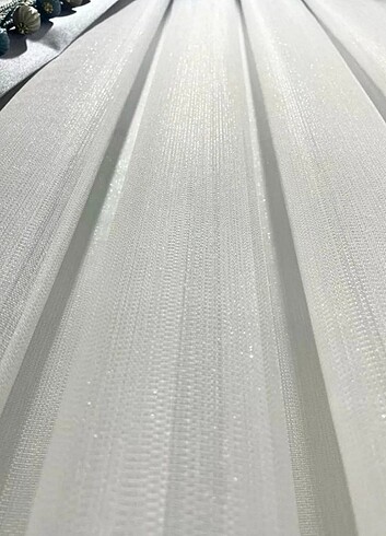  Beden Simli Bambu Tül Perde Sık Pile 1/3ütü Istemez