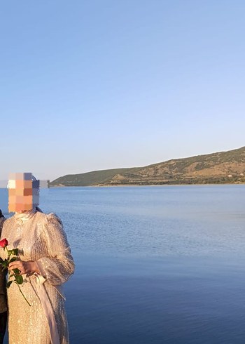 Abiye Uzun Gri Drapeli Kadın Elbise