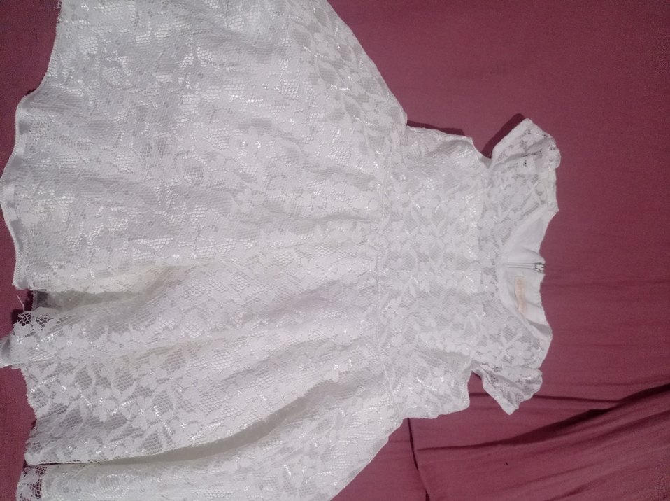 Kız Çocuk Beyaz Dantel Nakışlı Elbise - Görsel 2