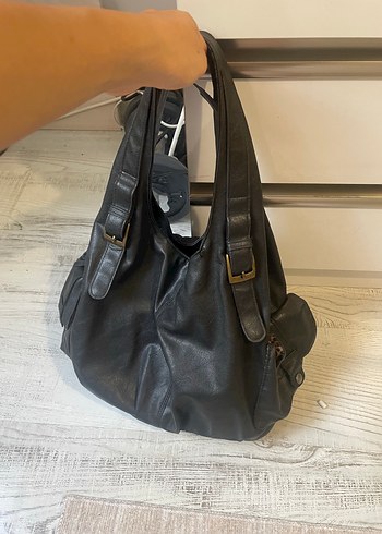Siyah Deri vintage Çanta - Görsel 3