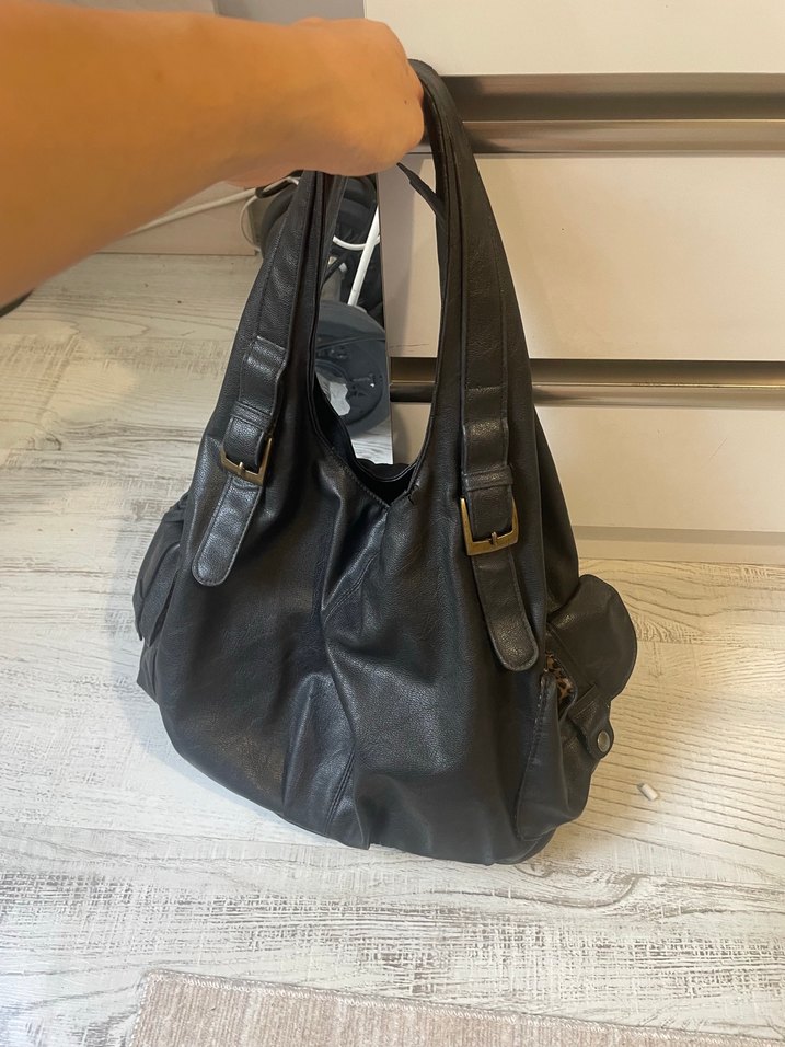 Siyah Deri vintage Çanta - Görsel 3