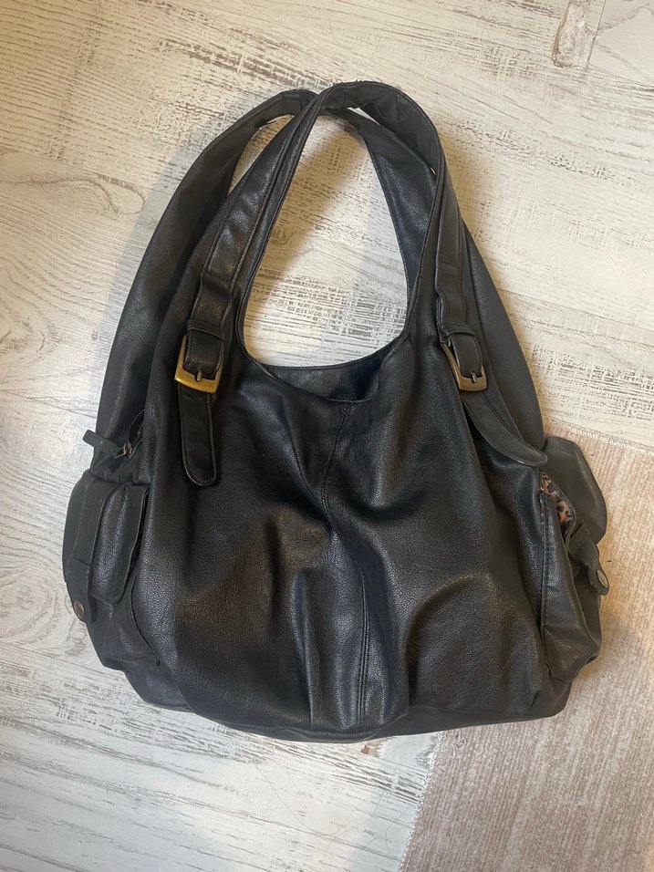 Siyah Deri vintage Çanta - Görsel 4