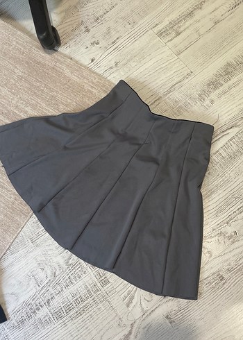 Gri Pileli Midi Kadın Etek