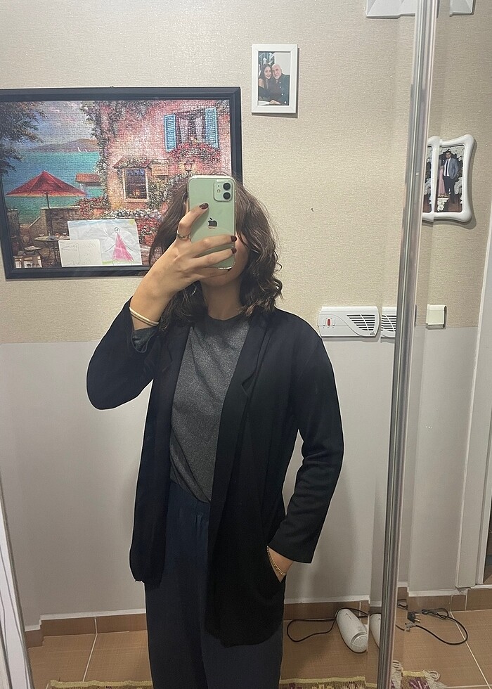 Siyah penye ceket - Görsel 3