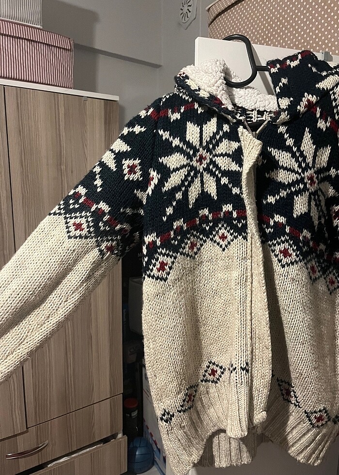 Yün fermuarlı ceket unisex - Görsel 2