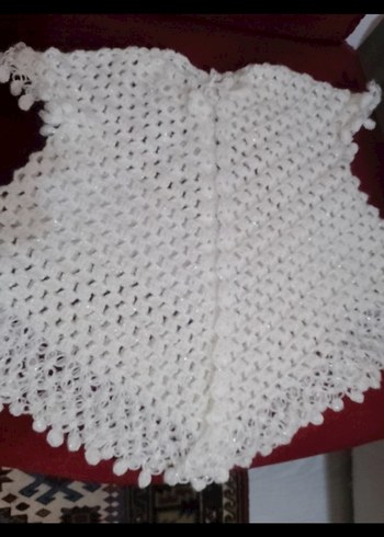 Kız Çocuk Beyaz Örgü Yelek - Görsel 2