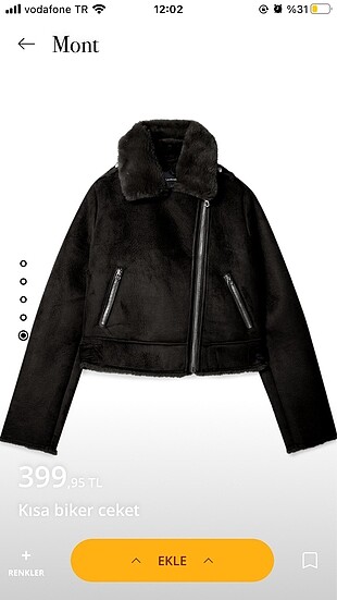 stradivarius biker kürklü mont