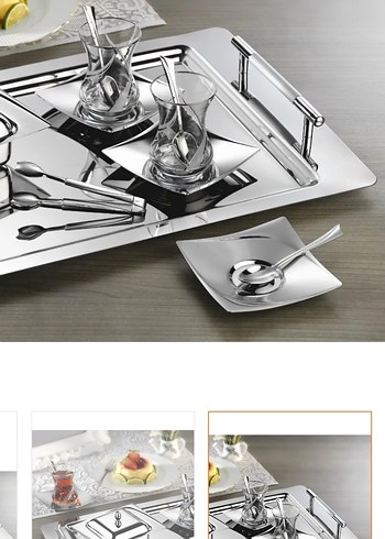 Beyaz Gri Desenli Çay Seti - Görsel 5