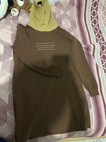 Tesettür tunik kadın sweat kahverengi spor tunik s beden