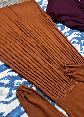 Kadın Kahverengi Piliseli Uzun Elbise - Görsel 6