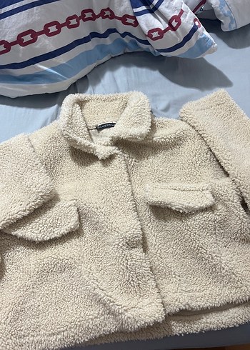 Bej Kadın Peluş Midi Ceket - Görsel 3