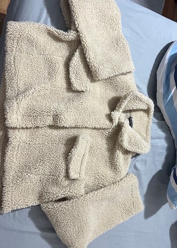 Bej Kadın Peluş Midi Ceket - Görsel 2