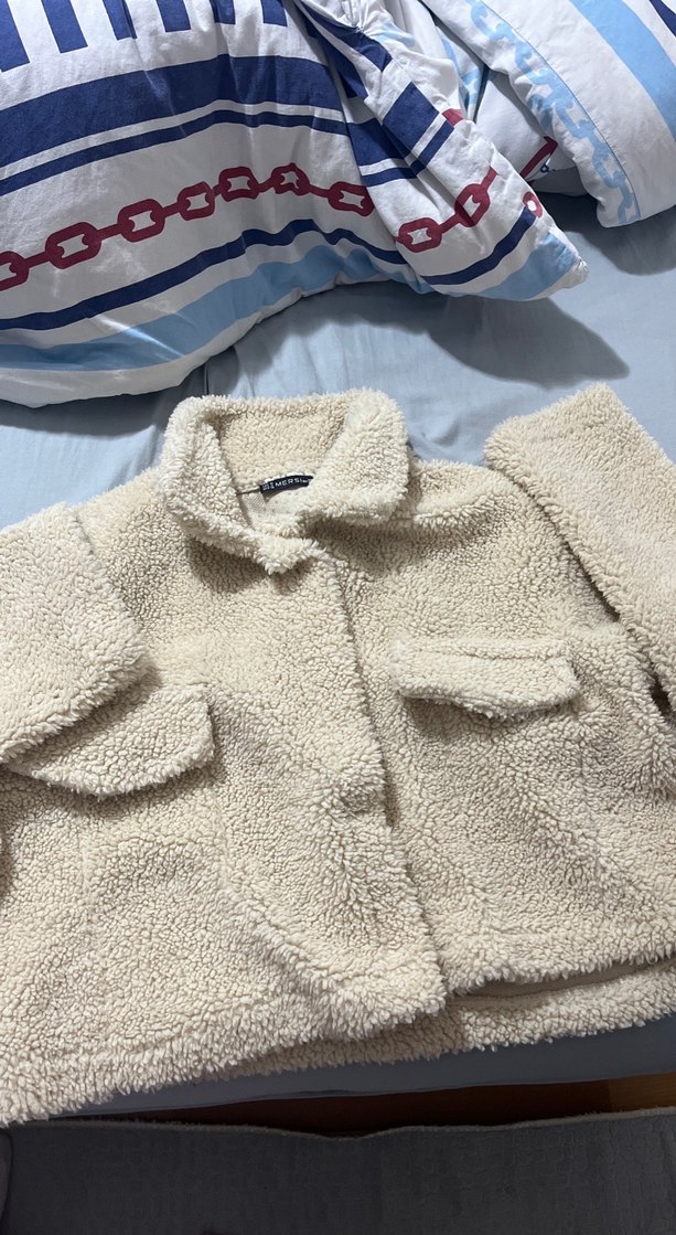 Bej Kadın Peluş Midi Ceket - Görsel 3