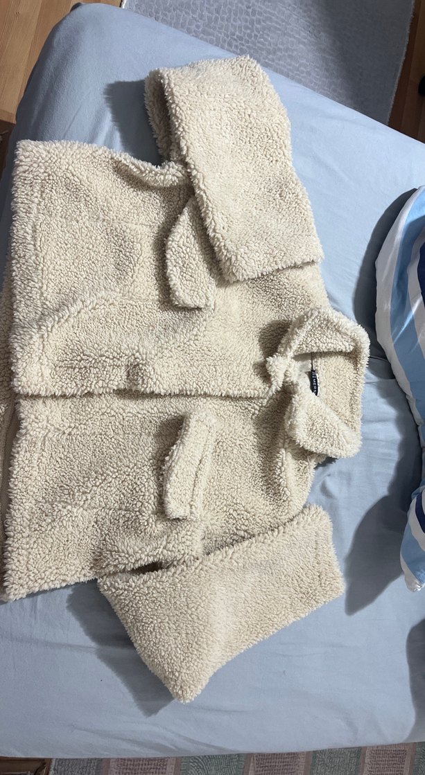 Bej Kadın Peluş Midi Ceket - Görsel 2