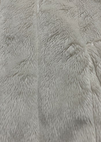 Kapüşonlu Beyaz Kadın Peluş Ceket - Görsel 5