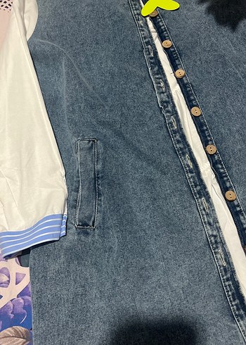 Düğmeli Mavi Kadın Denim Ceket - Görsel 6