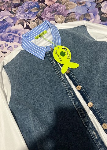 Düğmeli Mavi Kadın Denim Ceket - Görsel 2