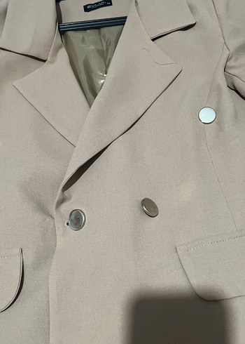 Bej Uzun Kollu Kadın Blazer Ceket - Görsel 6