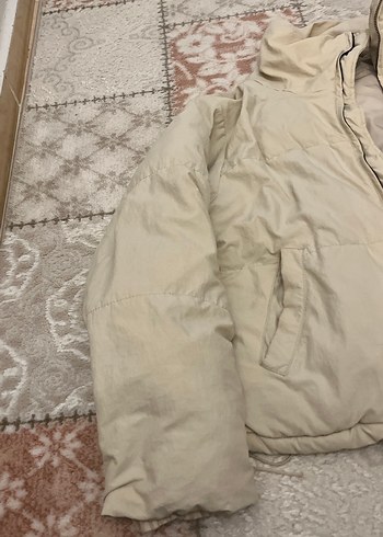 Beyaz Şişme Kadın Mont - Görsel 5