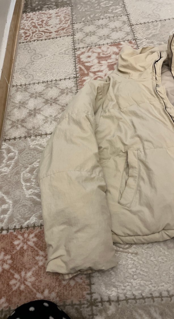 Beyaz Şişme Kadın Mont - Görsel 5