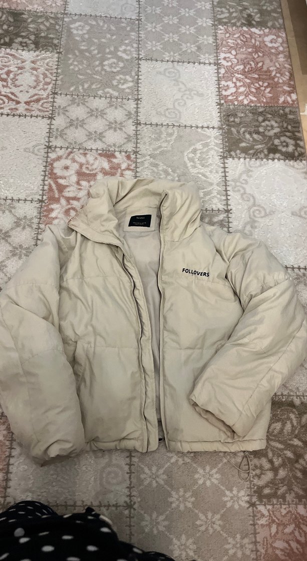 Beyaz Şişme Kadın Mont - Görsel 2