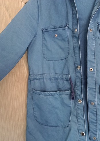 m Beden mavi Renk Düğmeli Mavi Denim Midi Kot Ceket