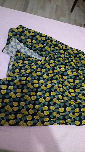 s Beden sarı Renk ANANAS DESENLİ SIFIR KOL ELBİSE