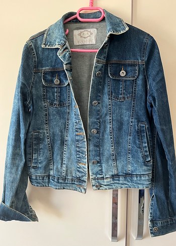 Diğer Düğmeli Mavi Kadın Denim Ceket