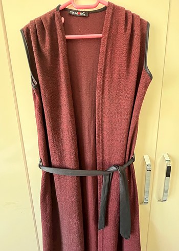 Bordo Uzun Kışlık yelek - Görsel 6