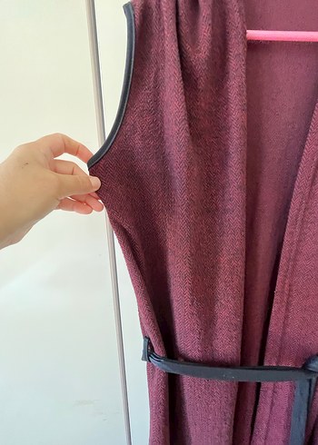 Bordo Uzun Kışlık yelek - Görsel 4