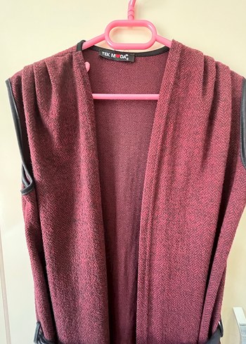 Bordo Uzun Kışlık yelek - Görsel 2