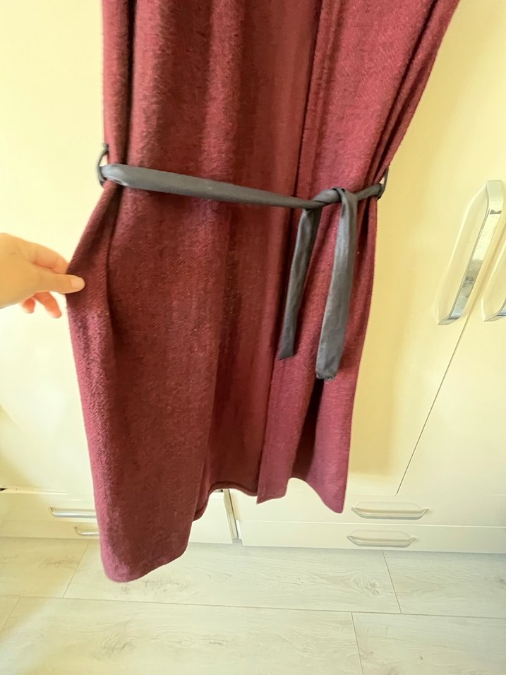 Bordo Uzun Kışlık yelek - Görsel 5