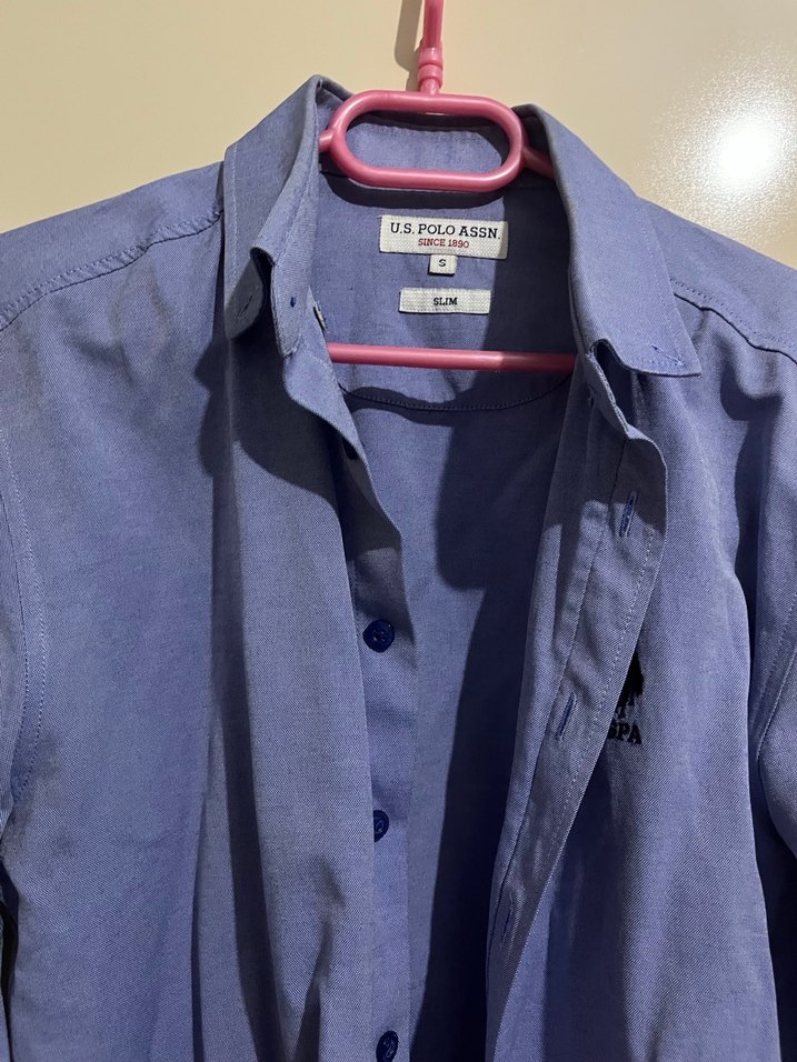 Mavi  Erkek Gömlek, Düğmeli, Normal Kesim - Görsel 4