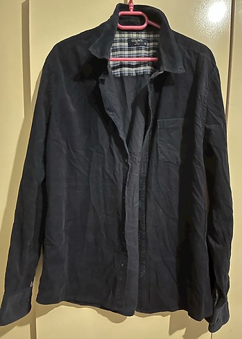 Lacivert kışlık Uzun Kollu Düğmeli Erkek Gömlek - Görsel 3