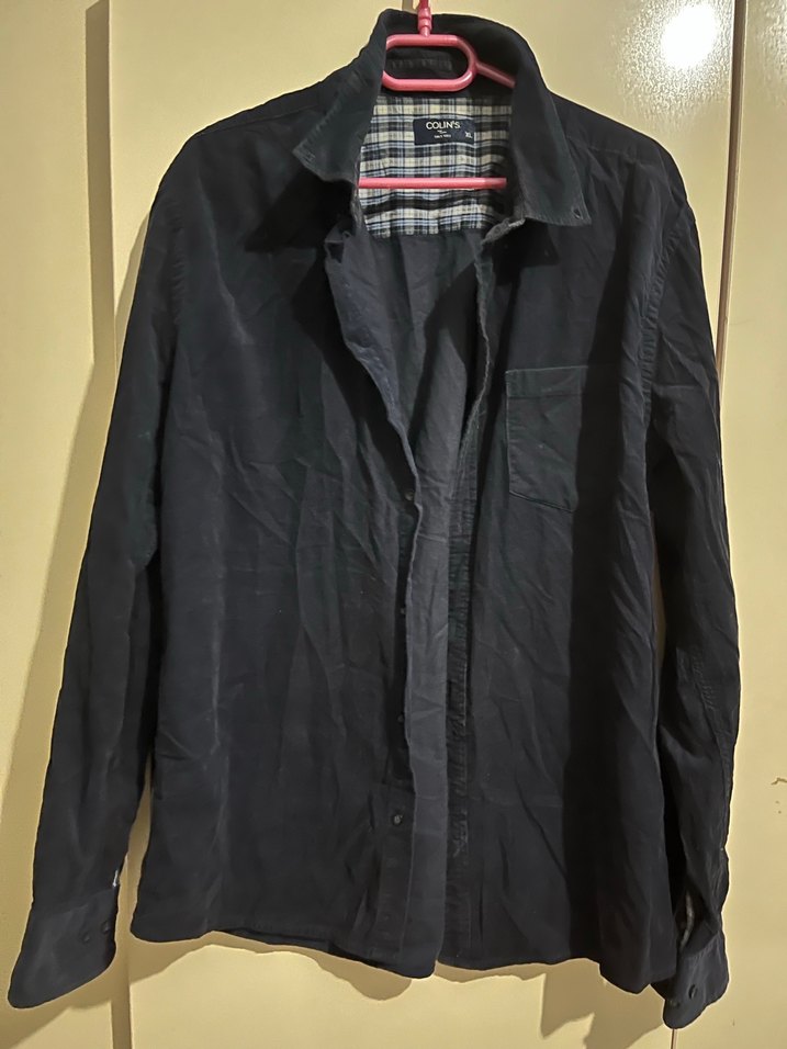 Lacivert kışlık Uzun Kollu Düğmeli Erkek Gömlek - Görsel 3