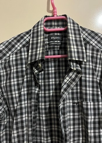 Siyah beyaz Kareli Uzun Kollu Pamuklu Erkek Gömlek - Görsel 3