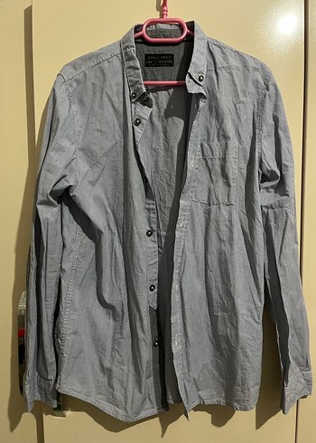 Gri Uzun Kollu Keten Gömlek - Görsel 3