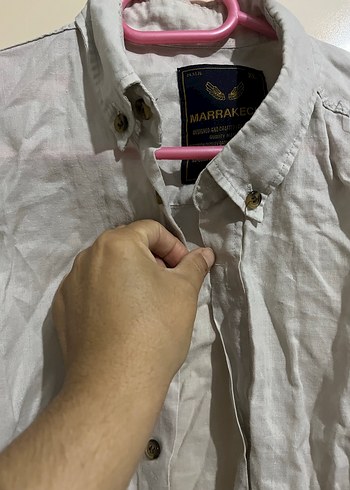 Bej Keten Uzun Kollu Erkek Gömlek - Görsel 4